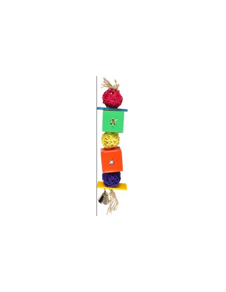 Цветна играчка за папагали Flamingo PAPYR CUBE LARGE 36 см - с кубове и топки 36см