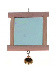 Огледало за папагали Flamingo ALICE - с дървена рамка и звънче