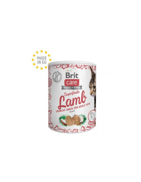 Brit Care Superfruits - Лакомство за котки в кутия 100гр- с агнешко и кокос
