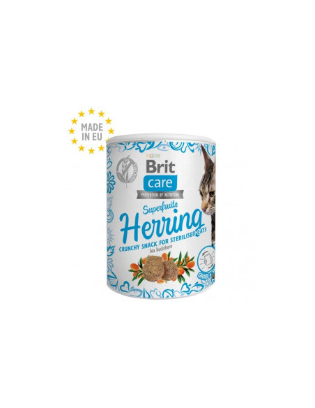 Brit Care Superfruits - Лакомство за котки в кутия 100гр- с херинга и морски зърнастец