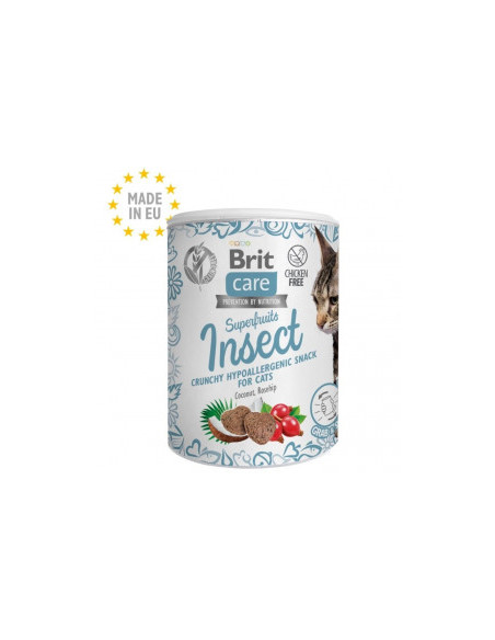 Brit Care Superfruits - Лакомство за котки в кутия 100гр- с насекоми, кокосово масло и шипки