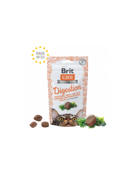 Полувлажни лакомства за котки Brit Care Snack Digestion с Копър и водорасли за подпомагане на храносмилането