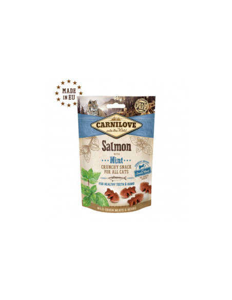 Хрупкави лакомства за котки Carnilove Cat Crunchy Snack Salmon - Mint with fresh meat с прясна сьомга и дива мента,БЕЗ зърнен