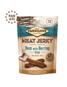 Кучешки лакомства Carnilove Jerky Duck - Herring Fillet барчета с 90- Патешко месо и филе от херинга