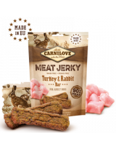Carnilove Jerky Rabbit - Turkey Bar - кучешки лакомства под формата на вкусни барчета, с пуешко и заек