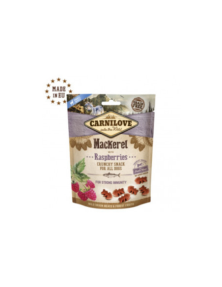 Хрупкави кучешки лакомства Carnilove Dog Crunchy Snack Mackerel-Raspberries with fresh meat с 50- прясна скумрия, плодове и з