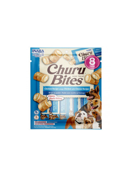 Лакомство за капризни кучета Churu Dog Treats Bites Chicken Recipe wraps Chiken Pill Assist хапки с обвивка от пилешка паста 