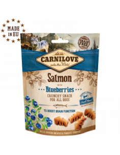 Хрупкави лакомства за куче Carnilove Crunchy snack Salmon with Blueberries with Fresh meat с прясна сьомга и боровинки, БЕЗ З