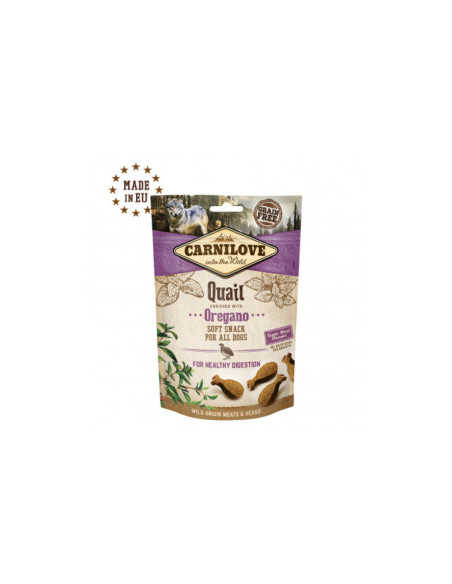 Полувлажни лакомства за куче Carnilove Semi-Moist Quail enriched with Oregano cъс 35- Пъдпъдък, обогатени с риган, БЕЗ ЗЪРНЕН
