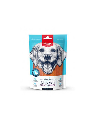Лакомство Wanpy Soft Chicken Jerky Strips - меко пилешко филе на ленти печено на фурна 100 гр