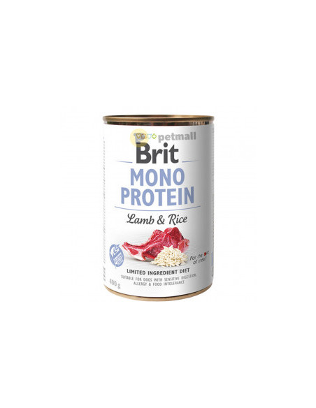 Консервирана храна за кучета BRIT MONO PROTEIN LAMB - RICE - със 72- прясно агнешко месо и 4- ориз