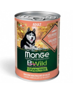Monge BWILD Grain Free Adult– хапки в сос със сьомга, тиква и тиквички 400 гр.