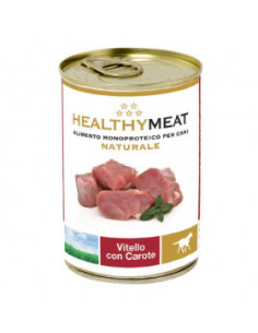 Консервирана храна за кучета HEALTHY MEAT MONO BITS DOG- veal and carrots със 100- чист протеин от телешко и моркови 400г