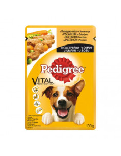 Пауч за кучета Pedigree пилешко месо и зеленчуци в сос