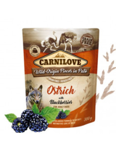 Натурална мокра храна за кучета Carnilove Dog Pouch Paté Ostrich with Blackberries с Щраусово месо и къпини, БЕЗ ЗЪРНЕНИ КУЛТ