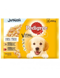 Пауч за кучета PEDIGREE Junior - с пилешко, говеждо и ориз 4 бр. X 100гр.