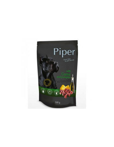 Пълноценна храна за кучета Piper пауч 500гр. с дивеч, тиква и добавено ленено масло