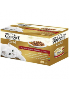 Храна за котки Gourmet Двойно Удовоствие - говеждо и пиле 4 броя x 85 грама