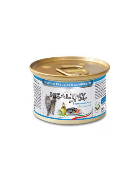 Консервирана храна за котки HEALTHY MEAT All days CAT Fish and Shrimps с прясна риба и скариди