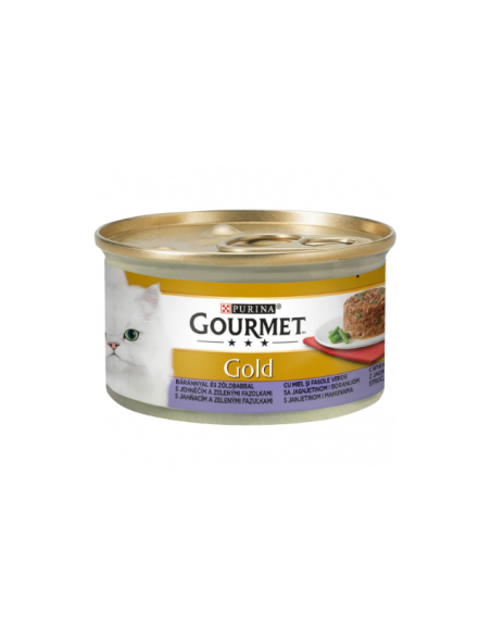 Мокра храна в консерва за котки PURINA GOURMET Gold Пай с месо Агне и Зелен боб 85гр.