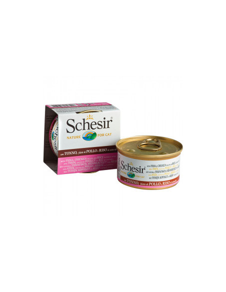 Agras Schesir with Tuna, Chicken Fillets and Rice Natural Style Храна за пораснали котки с риба тон, пилешко филе и ориз в со