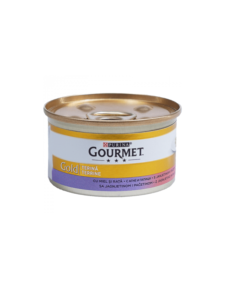 Мокра храна в консерва за котки PURINA GOURMET Gold Хапки в Пастет Агне и Патица 85гр.
