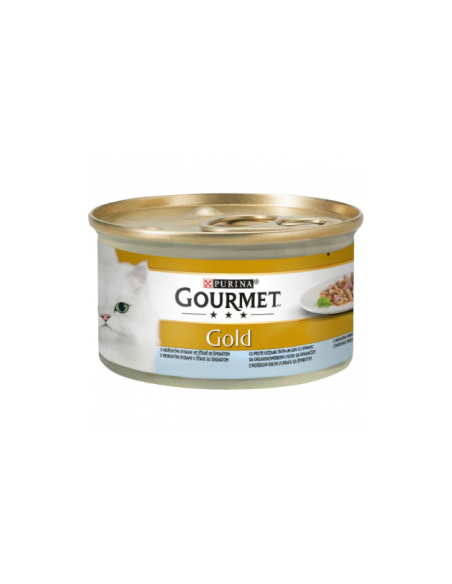 Мокра храна в консерва за котки PURINA GOURMET Gold Двойно Удоволствие Океанска риба и Спанак 85гр.
