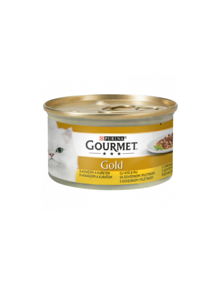 Мокра храна в консерва за котки PURINA GOURMET Gold Двойно Удоволствие Говеждо и Пиле 85гр.
