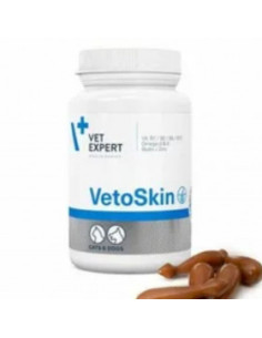 Добавка за козина и кожа за кучета и котки Vetexpert - VetoSkin за борба с всички видове дерматологични проблеми