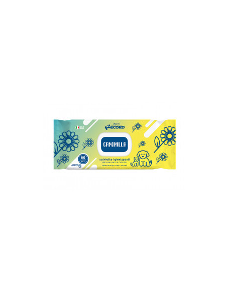 Record wet wipes CAMOMILE - Мокри кърпи за домашни любимци с лайка 80бр.