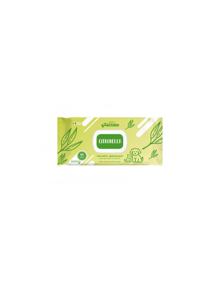 Record wet wipes LEMONGRASS - Мокри кърпи за домашни любимци с лимонова трева 40бр.