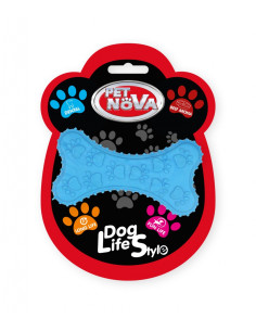 Дентална, гумена играчка за кучета PET NOVA кокал с аромат на телешко 10.5 см. син