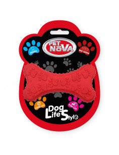 Дентална, гумена играчка за кучета PET NOVA кокал с аромат на телешко 10.5 см. червен