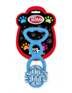 Плетена топка с гумена дръжка за дърпане PET NOVA с аромат на мента 20 см. син