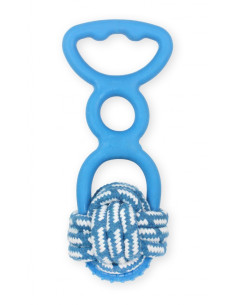 Плетена топка с гумена дръжка за дърпане PET NOVA с аромат на мента 20 см. син 2