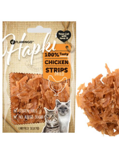 Лакомства за котки Flamingo Hapki Chicken strips изсушени пилешки ленти 50 гр.
