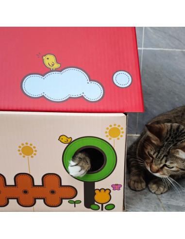 anipro Драскалка за котки, червена къща, 44х22.5х34 см