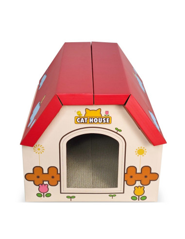 anipro Драскалка за котки, червена къща, 44х22.5х34 см