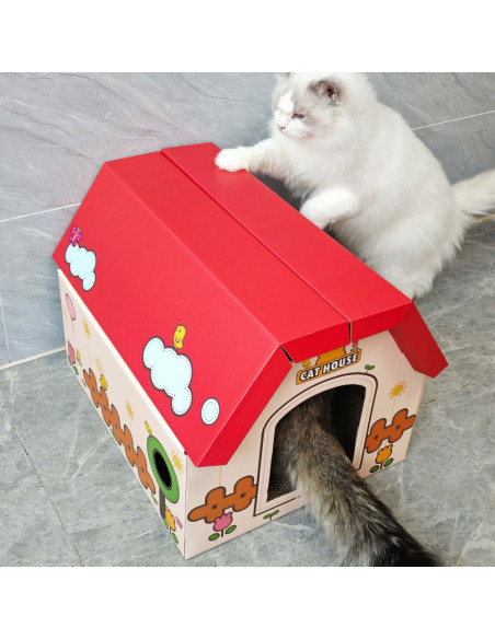 anipro Драскалка за котки, червена къща, 44х22.5х34 см
