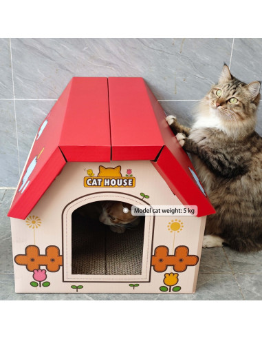 anipro Драскалка за котки, червена къща, 44х22.5х34 см
