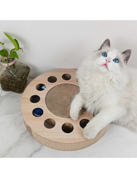 anipro Драскалка малък кръг дървен, 33х33х4.5 см