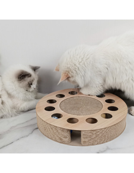 anipro Драскалка малък кръг дървен, 33х33х4.5 см