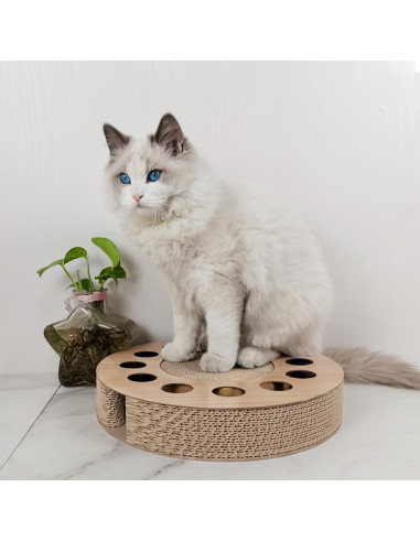 anipro Драскалка малък кръг дървен, 33х33х4.5 см