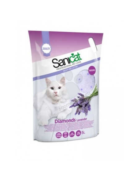Sanicat Diamonds Lavender - силиконова котешка тоалетна с аромат на лавандула, 15 литра /7.1 кг/ - BENVITA