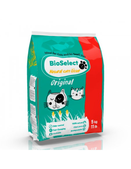 BioSelect Original - царевична котешка постелка на люспи 1бр./5кг.