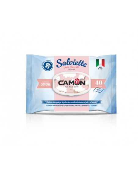 Camon Wipes With Cotton Flower Fragrance For Puppies - мокри кърпи за кученца 40 бр