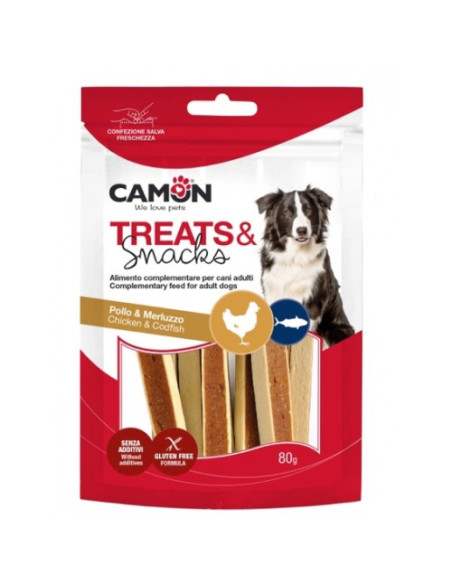Camon Treats Snack Chicken - Fish - деликатесно лакомство ,с риба и пилешко месо 80 гр.