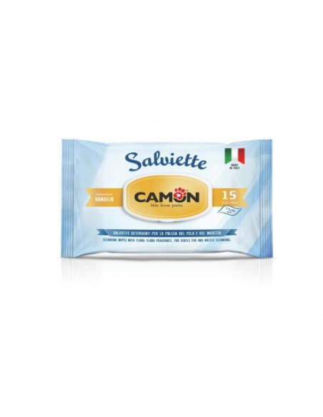 Camon Cleaning Vanilla - мокри кърпички с аромат на ванилия за почистване на козина и лапи 15 броя