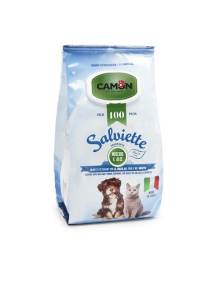 Camon Salviette - мокри кърпички за почистване с алое вера и бял мускус 100 броя