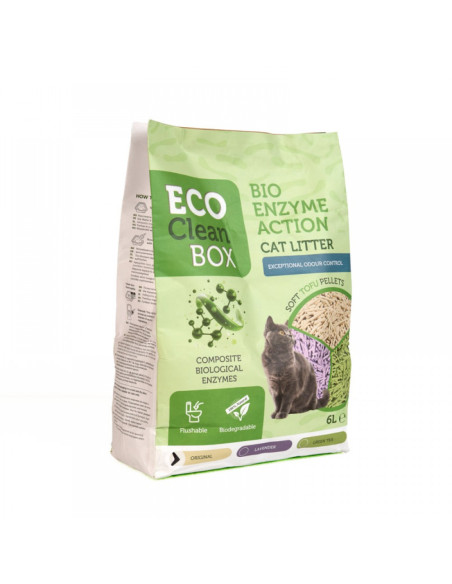 Eco Clean Box Тофу котешка тоалетна с био ензими НАТУРАЛ, 2.5кг / 6л